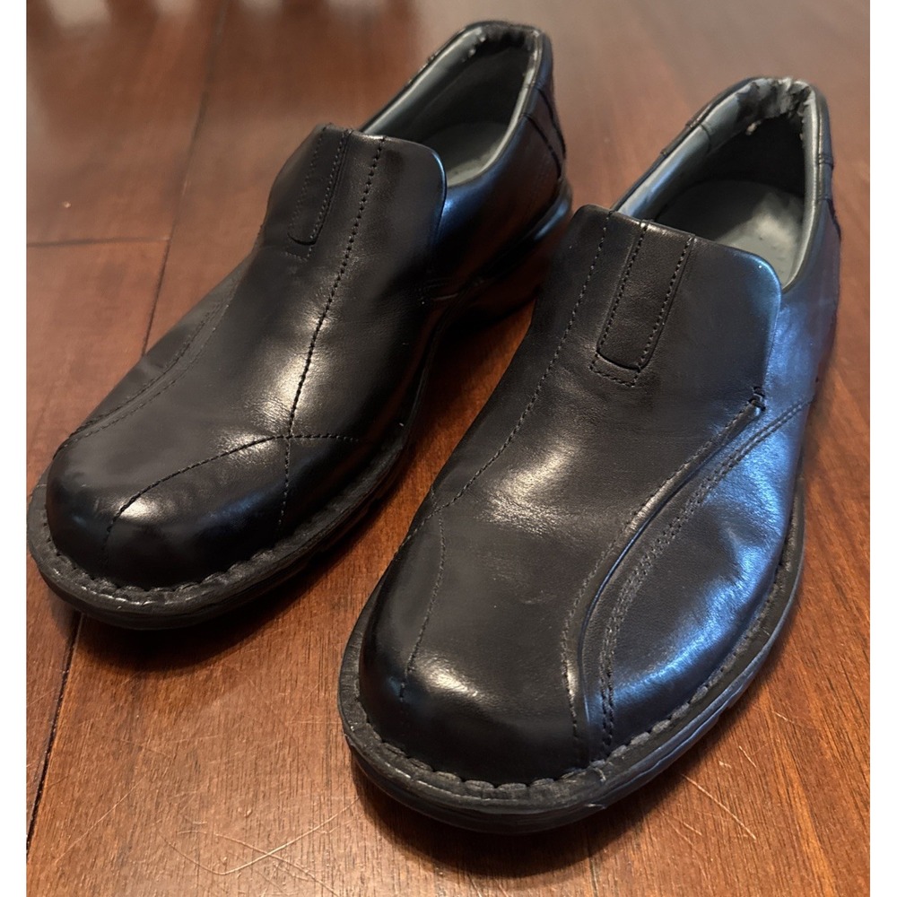 Clarks 70845 Mens 9.5 M Black Leather Slip On Loafers Dress Casual Shoes